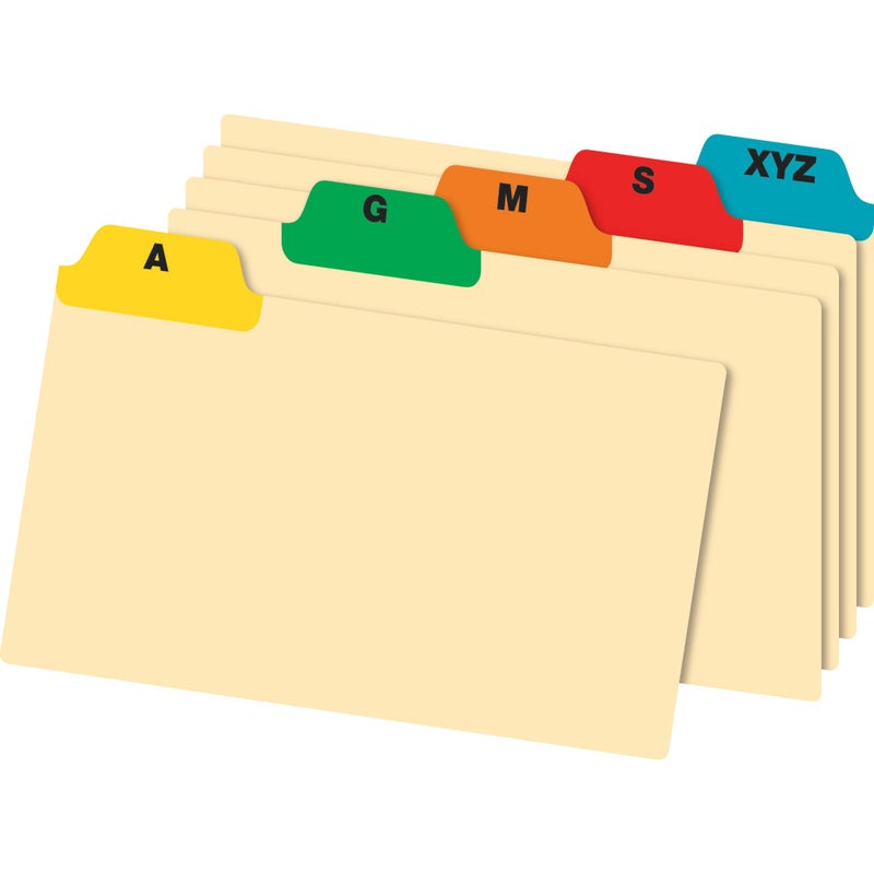 A-Z Card Guides 4" X 6" Manila with Laminated Color Tabs 25 Ct by Office Depot